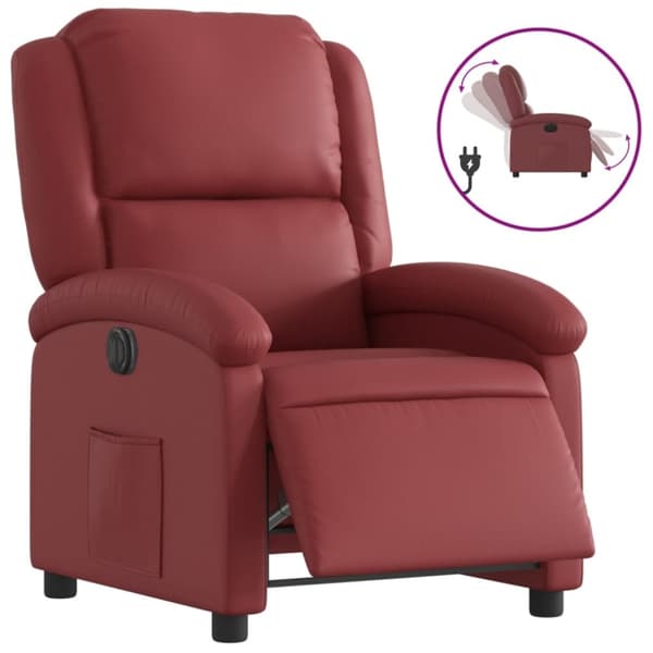 vidaXL Elektrisk reclinerfåtölj vinröd konstläder