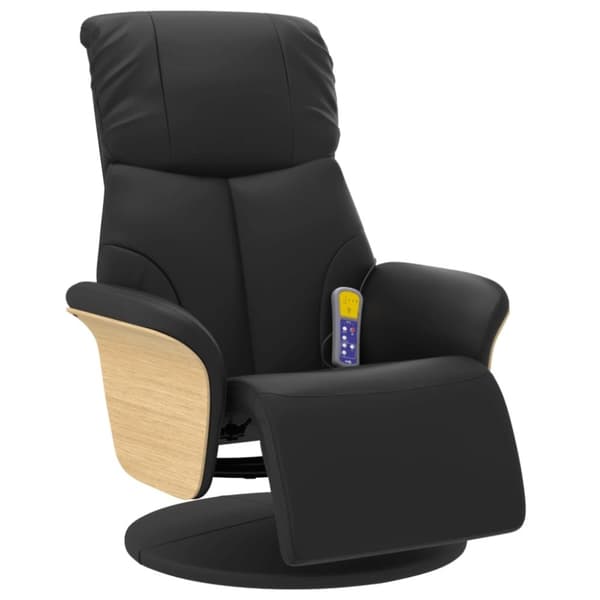 vidaXL Massagefåtölj med fotstöd svart konstläder