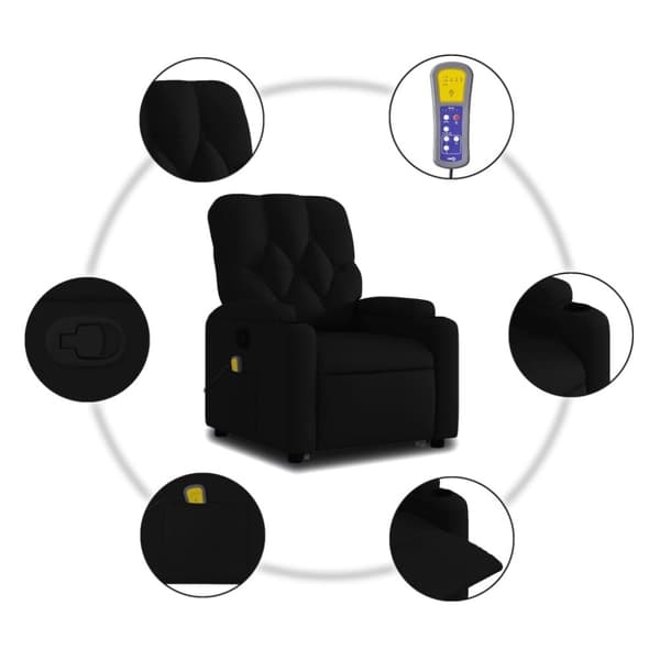 vidaXL Massagefåtölj med uppresningshjälp svart tyg