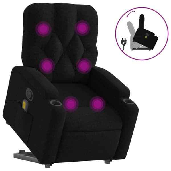 vidaXL Massagefåtölj med uppresningshjälp svart tyg
