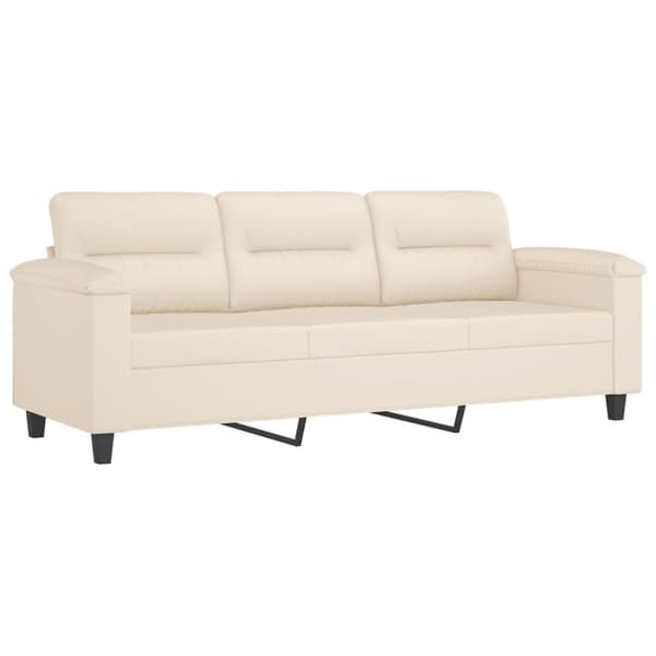 vidaXL 3-sitssoffa Beige 180 cm mikrofibertyg