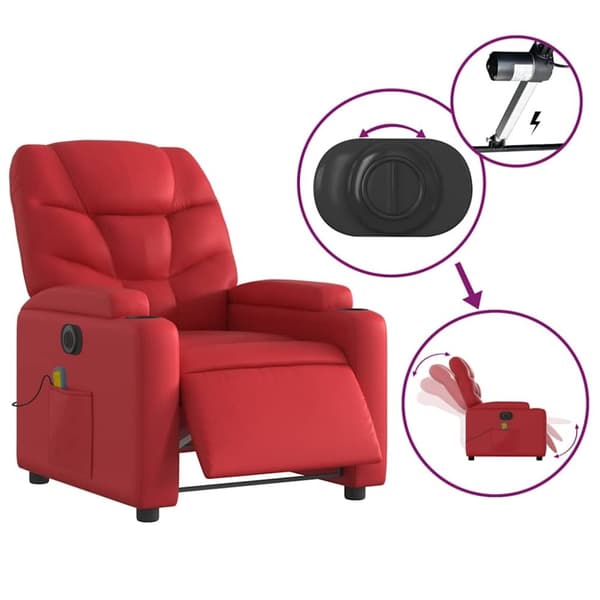 vidaXL Elektrisk massagefåtölj röd konstläder