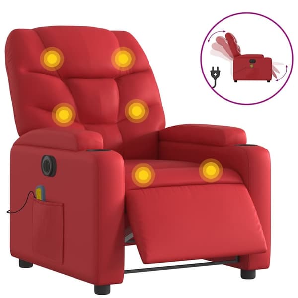 vidaXL Elektrisk massagefåtölj röd konstläder