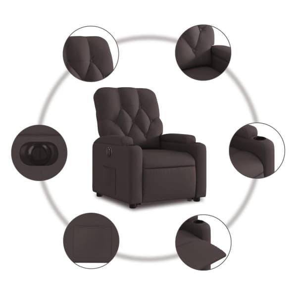 vidaXL Elektrisk reclinerfåtölj med uppresningshjälp brun tyg