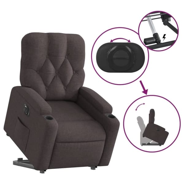 vidaXL Elektrisk reclinerfåtölj med uppresningshjälp brun tyg