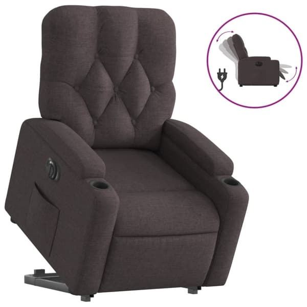 vidaXL Elektrisk reclinerfåtölj med uppresningshjälp brun tyg