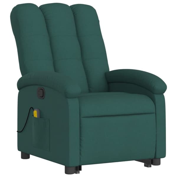 vidaXL Massagefåtölj med uppresningshjälp mörkgrön tyg