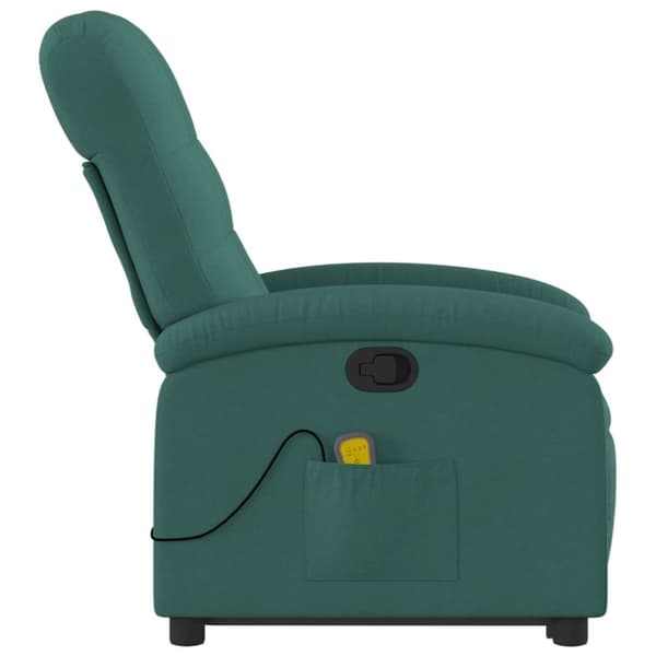 vidaXL Massagefåtölj med uppresningshjälp mörkgrön tyg