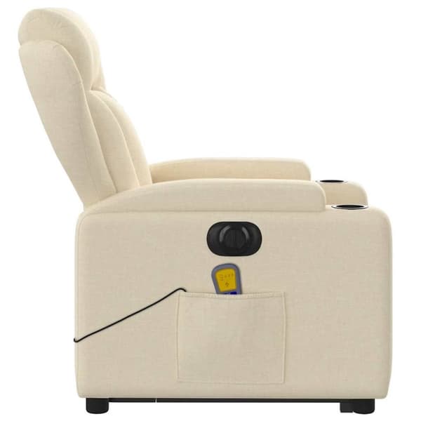 vidaXL Elektrisk massagefåtölj med uppresningshjälp gräddvit tyg