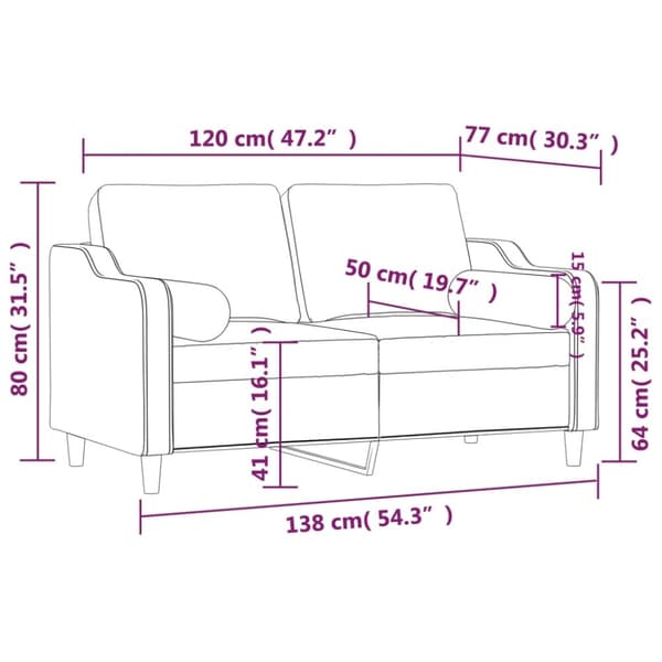 vidaXL 2-personers sofa med pyntepuder 120 cm stof mørkegrå