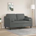 Miniatyrbillede 8 af 8: vidaXL 2-personers sofa med pyntepuder 120 cm stof mørkegrå
