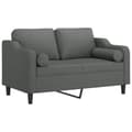 Miniatyrbillede 2 af 8: vidaXL 2-personers sofa med pyntepuder 120 cm stof mørkegrå