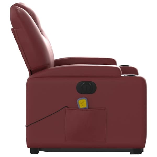 vidaXL massagestol med løftefunktion kunstlæder vinrød