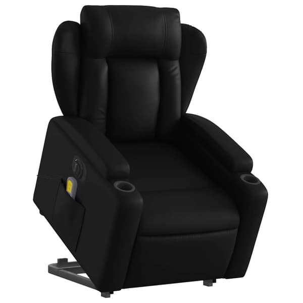 vidaXL Massagefåtölj med uppresningshjälp svart konstläder