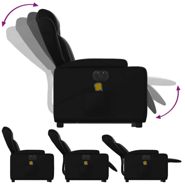 vidaXL Massagefåtölj med uppresningshjälp svart konstläder