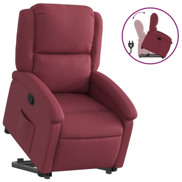 vidaXL Reclinerfåtölj med uppresningshjälp vinröd tyg