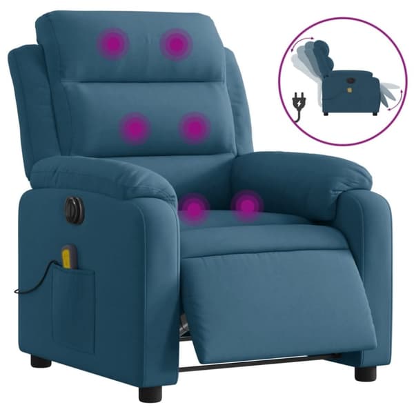 vidaXL massagestol velour blå