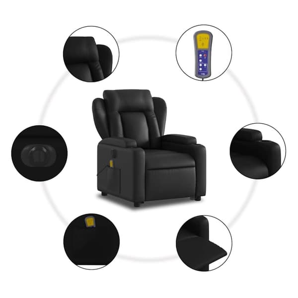 vidaXL massagestol med løftefunktion kunstlæder sort
