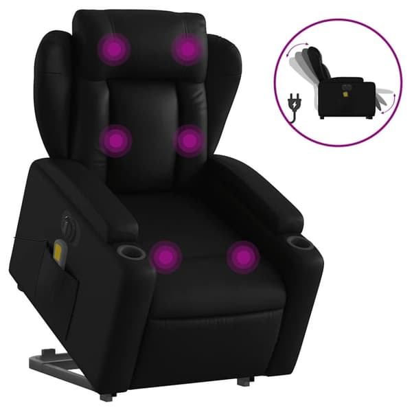 vidaXL massagestol med løftefunktion kunstlæder sort