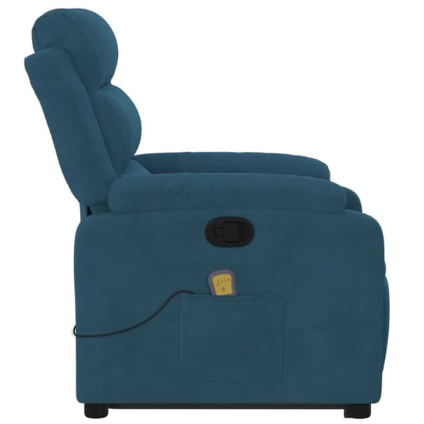 vidaXL Massagefåtölj med uppresningshjälp Blå sammet