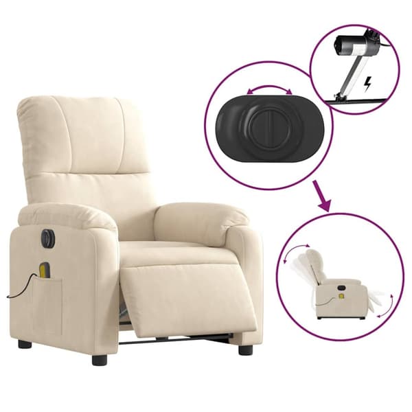 vidaXL Elektrisk massagefåtölj med uppresningshjälp mikrofibertyg