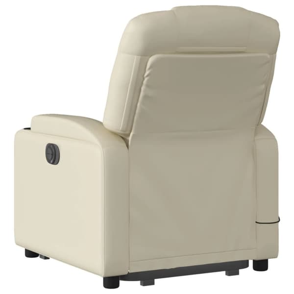 vidaXL Massagefåtölj med uppresningshjälp gräddvit konstläder