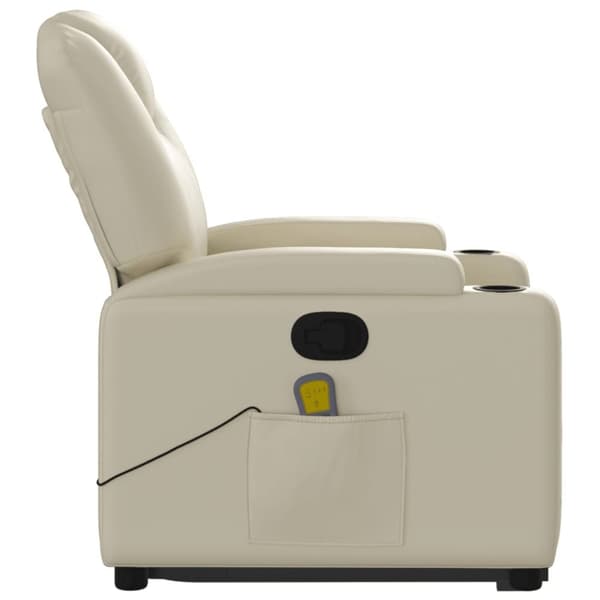 vidaXL Massagefåtölj med uppresningshjälp gräddvit konstläder