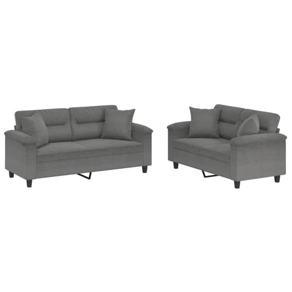 vidaXL sofasæt 2 dele med puder mikrofiberstof mørkegrå