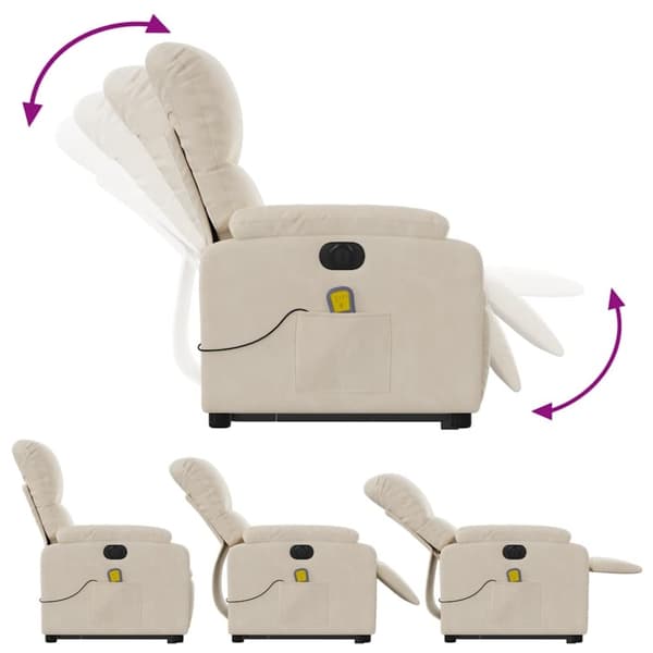 vidaXL massagestol med løftefunktion mikrofiberstof beige