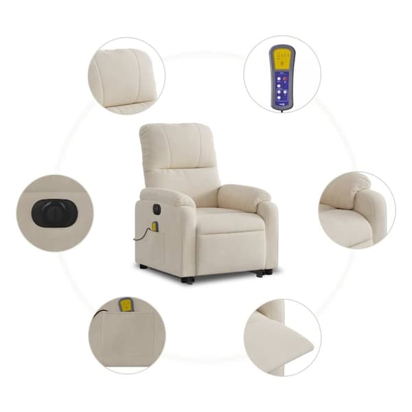 vidaXL massagestol med løftefunktion mikrofiberstof beige