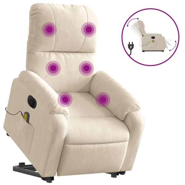 vidaXL massagestol med løftefunktion mikrofiberstof beige