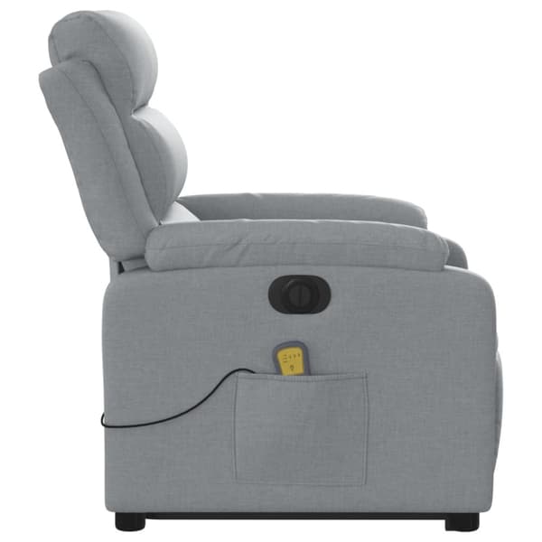vidaXL Elektrisk massagefåtölj med uppresningshjälp ljusgrå tyg