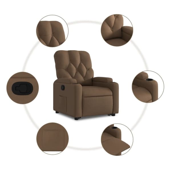 vidaXL Reclinerfåtölj med uppresningshjälp brun tyg