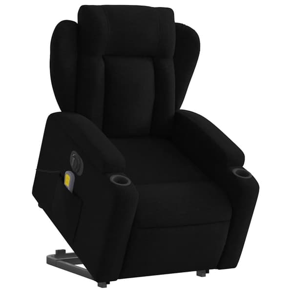 vidaXL Elektrisk massagefåtölj med uppresningshjälp svart tyg