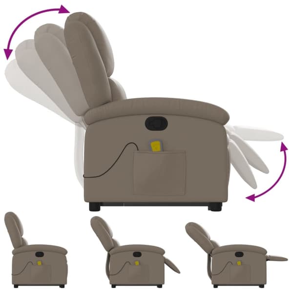 vidaXL Massagefåtölj med uppresningshjälp cappuccino konstläder