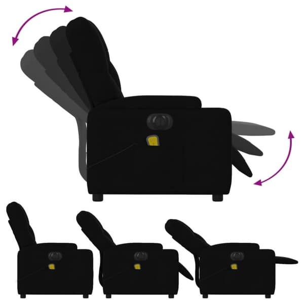vidaXL Elektrisk massagefåtölj med uppresningshjälp svart tyg