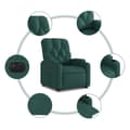 Miniatyrbild 6 av 11: vidaXL Elektrisk reclinerfåtölj med uppresningshjälp mörkgrön tyg