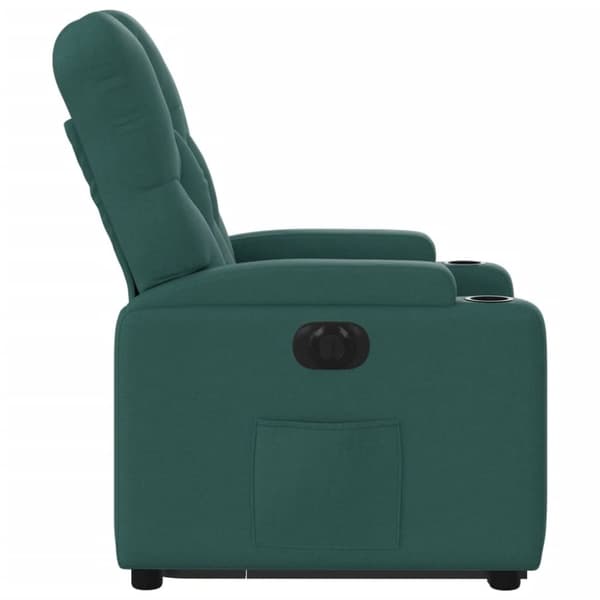 vidaXL Elektrisk reclinerfåtölj med uppresningshjälp mörkgrön tyg