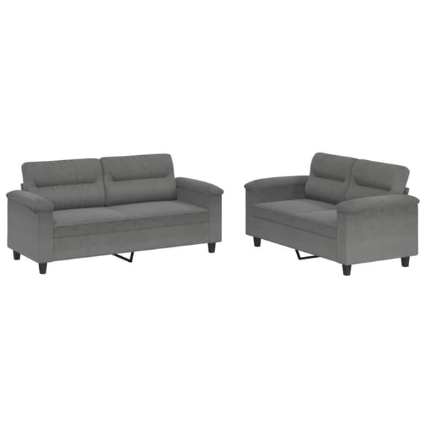 vidaXL sofasæt 2 dele med hynder mikrofiberstof mørkegrå