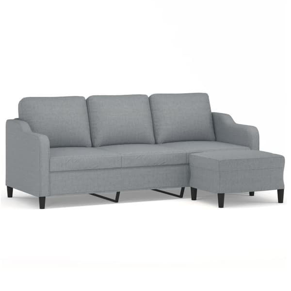 vidaXL 3-sitssoffa med fotpall ljusgrå 180 cm tyg