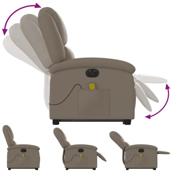 vidaXL Massagefåtölj med uppresningshjälp cappuccino konstläder