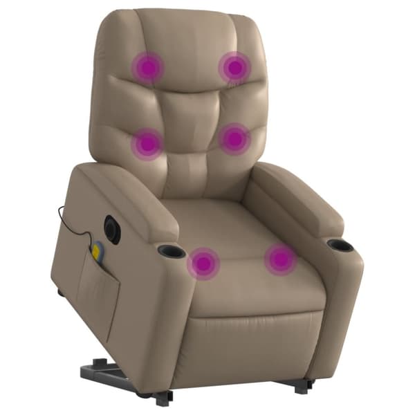 vidaXL Massagefåtölj med uppresningshjälp cappuccino konstläder