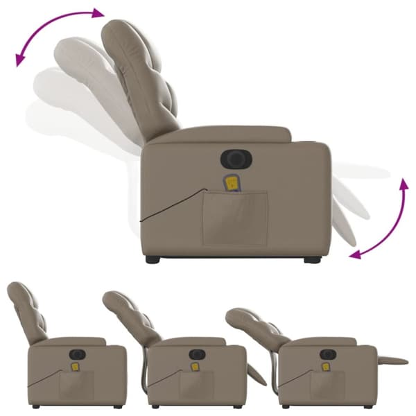 vidaXL Massagefåtölj med uppresningshjälp cappuccino konstläder