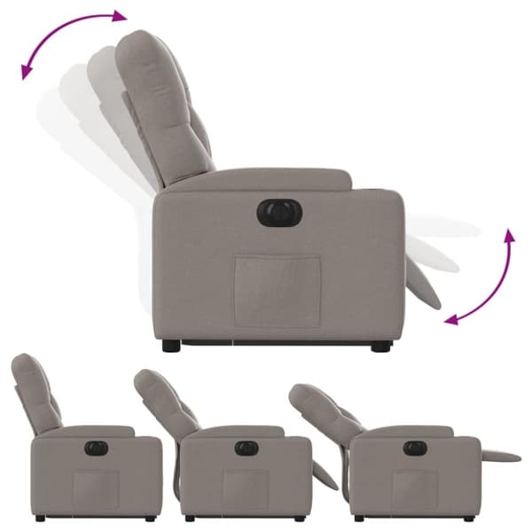 vidaXL Elektrisk reclinerfåtölj med uppresningshjälp taupe tyg