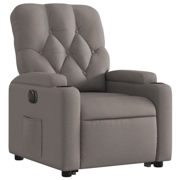 vidaXL Elektrisk reclinerfåtölj med uppresningshjälp taupe tyg