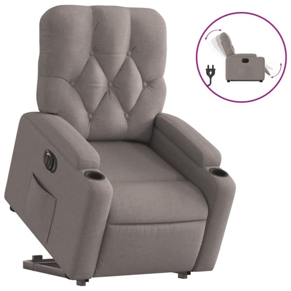vidaXL Elektrisk reclinerfåtölj med uppresningshjälp taupe tyg