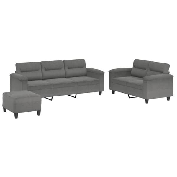 vidaXL sofasæt 3 dele med hynder mikrofiberstof mørkegrå