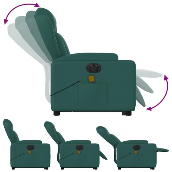 vidaXL elektrisk massagestol med løftefunktion stof mørkegrøn