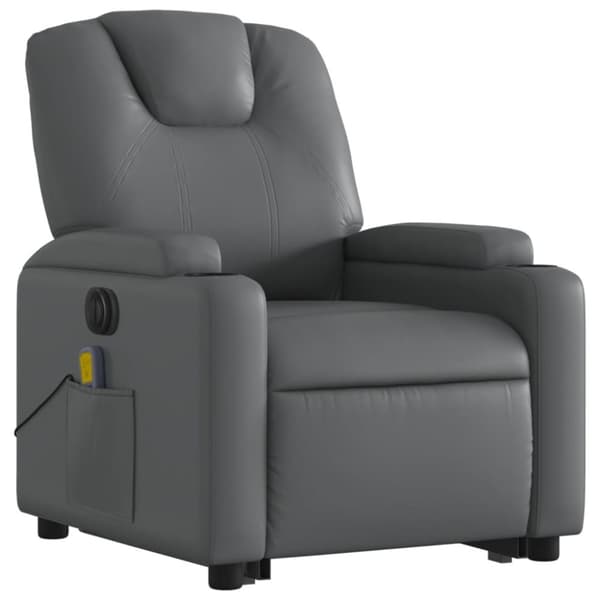 vidaXL Massagefåtölj med uppresningshjälp grå konstläder