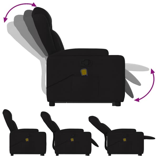 vidaXL Massagefåtölj med uppresningshjälp svart tyg